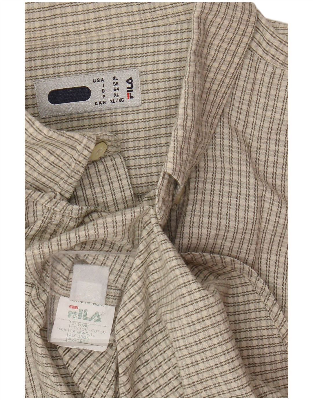 Fila Kortærmet Herreskjorte XL Beige Gingham Bomuld