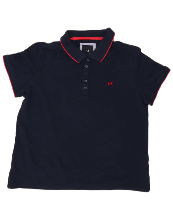 Crew Clothing Dame Polo Shirt UK 14 Large Navy Blue Cotton