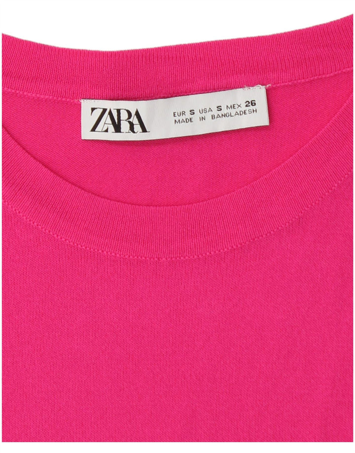 Zara Dame T-Shirt Top UK 8 Small Pink