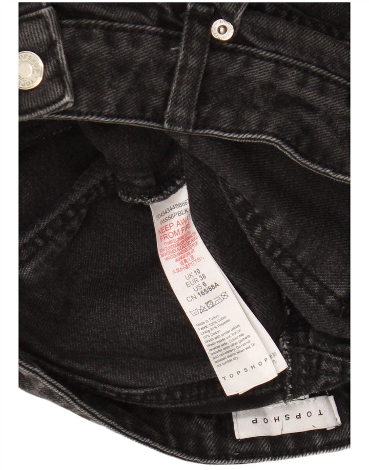 TOPSHOP Dame denimnederdel UK 10 Small W26 Black Bomuld