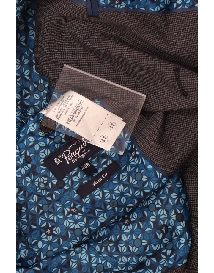 Penguin Herre Double Breasted Blazer Jacket UK 40 Large Grey Houndstooth