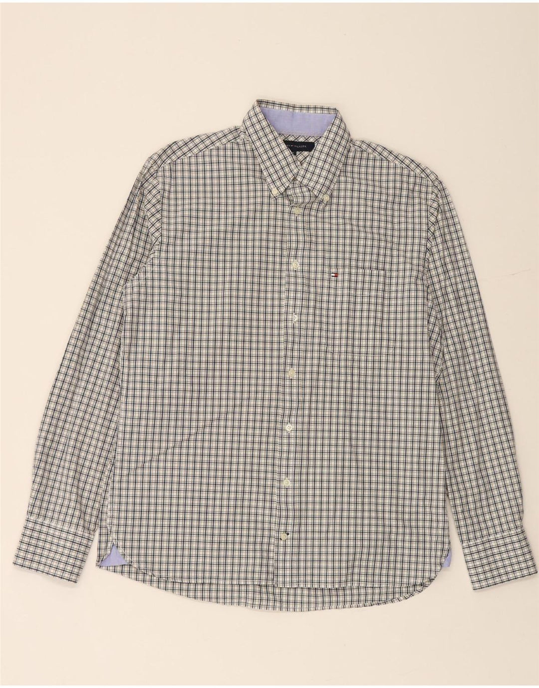 TOMMY HILFIGER Herreskjorte mellemgrå ternet bomuld