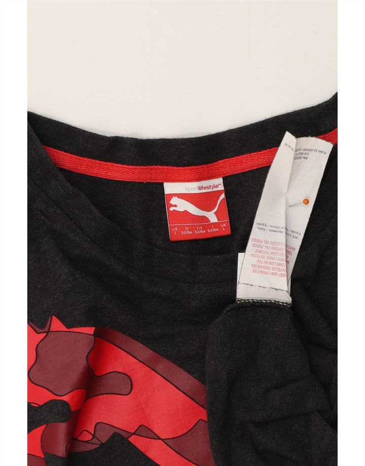 PUMA Grafisk T-shirt top til mænd, stor grå bomuld