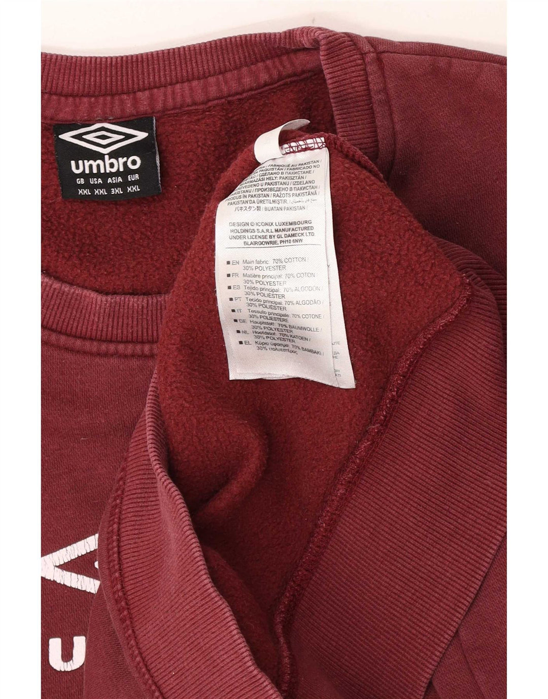 Umbro Herre Grafisk Sweatshirt Jumper 2XL Bourgogne bomuld