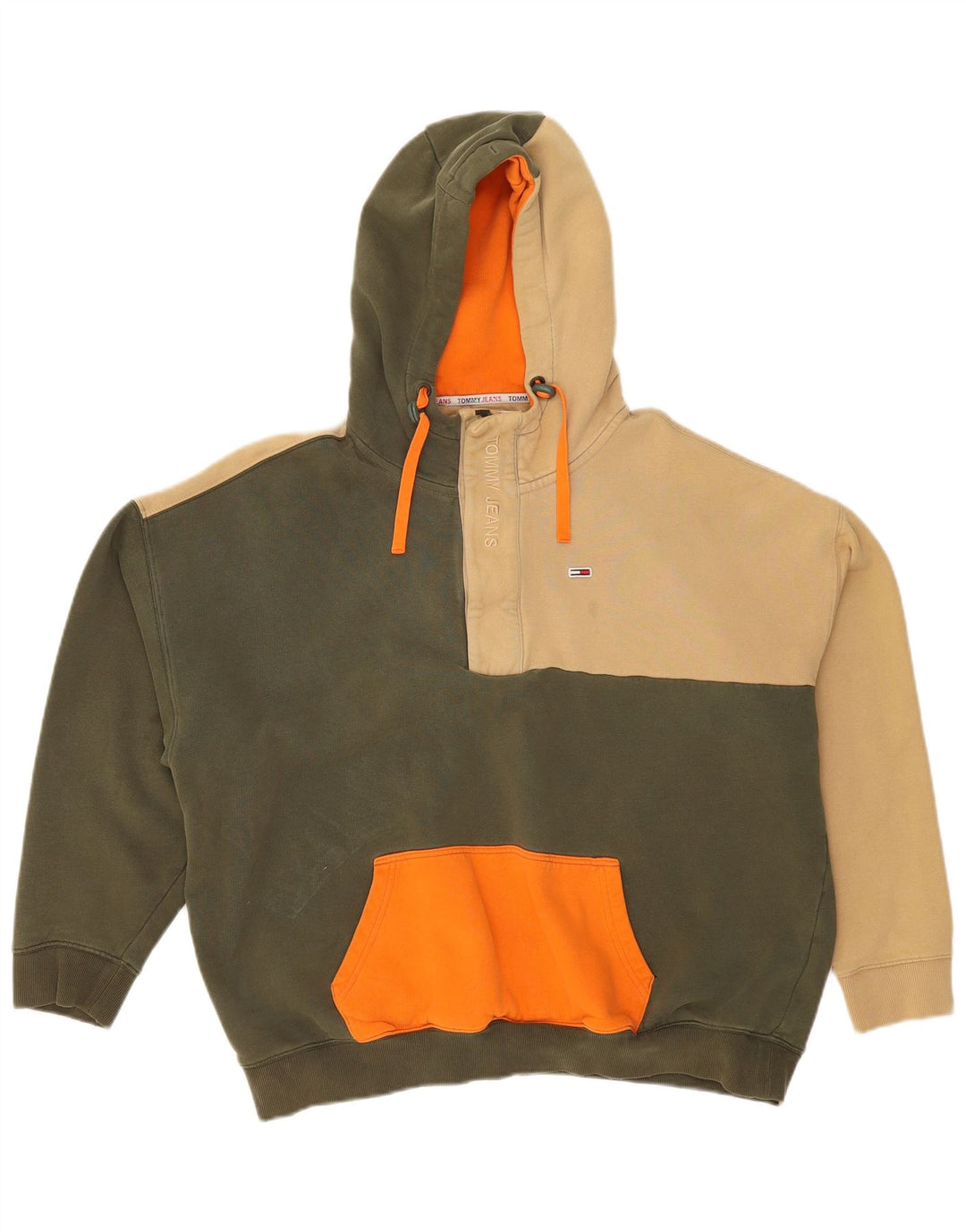 TOMMY JEANS Herre overdimensioneret hættetrøje med lynlåshals mellemgrøn farveblok