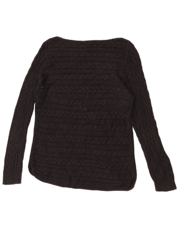 Ralph Lauren Dame Boat Neck Jumper Sweater UK 18 XL Sort Bomuld