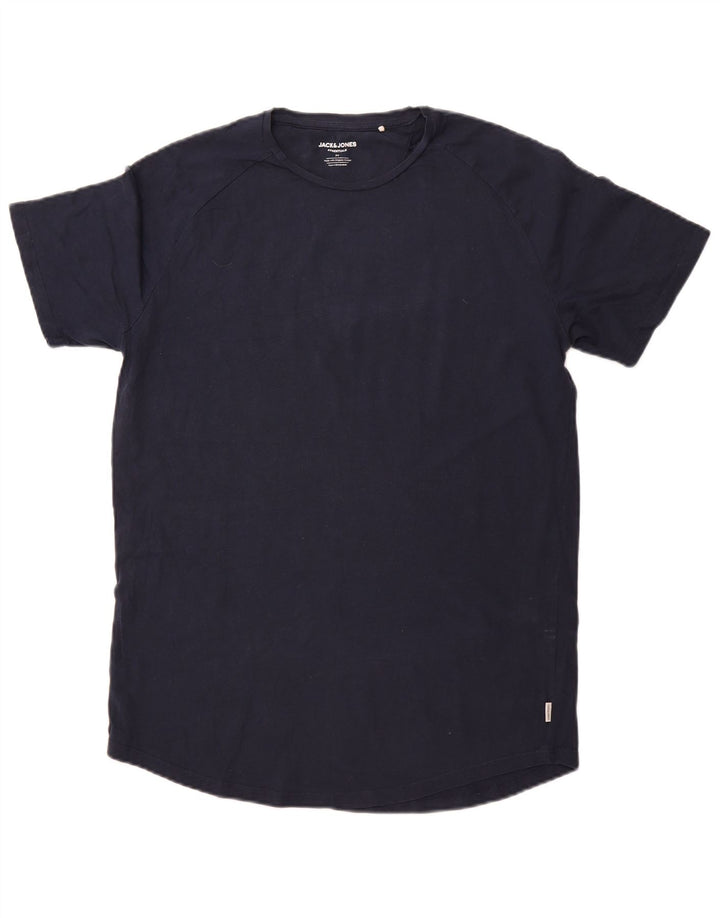 JACK & JONES Herre T-Shirt Top Medium Marineblå Bomuld