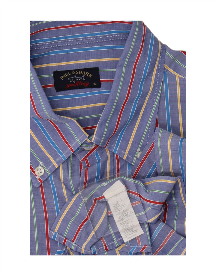 PAUL & SHARK Mens Shirt Size 39 Medium Blue Striped Cotton Vintage Paul & Shark and Second-Hand Paul & Shark from Messina Hembry 