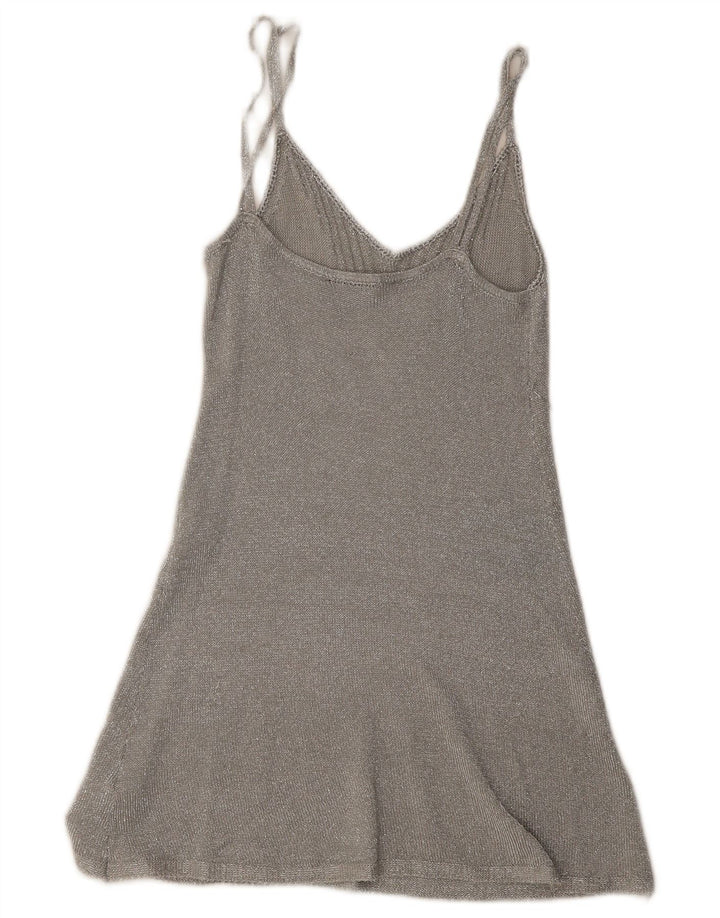 Topshop Dame Slip Dress UK 8 Small Silver Viscose