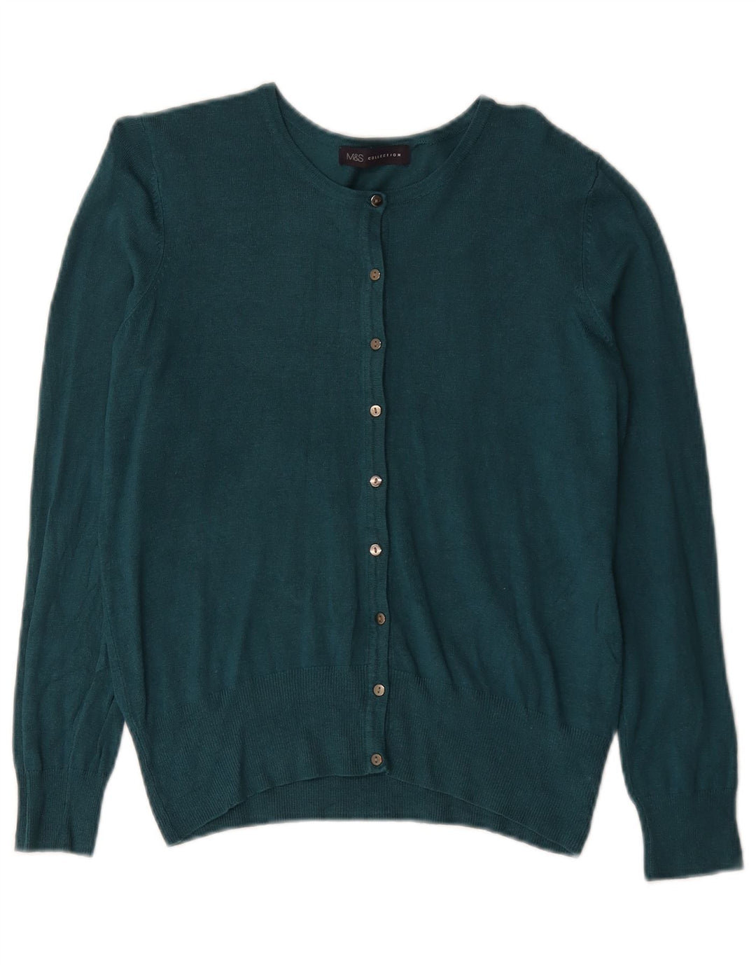 Marks & Spencer dame cardigan sweater UK 12 Medium turkis viskose