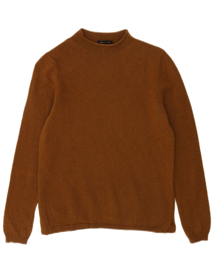 Massimo Dutti Dame Turtle Neck Jumper Sweater UK 10 Small Brown Wool