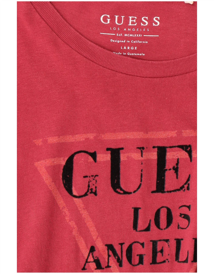 GUESS Womens Graphic T-Shirt Top UK 16 Large Maroon