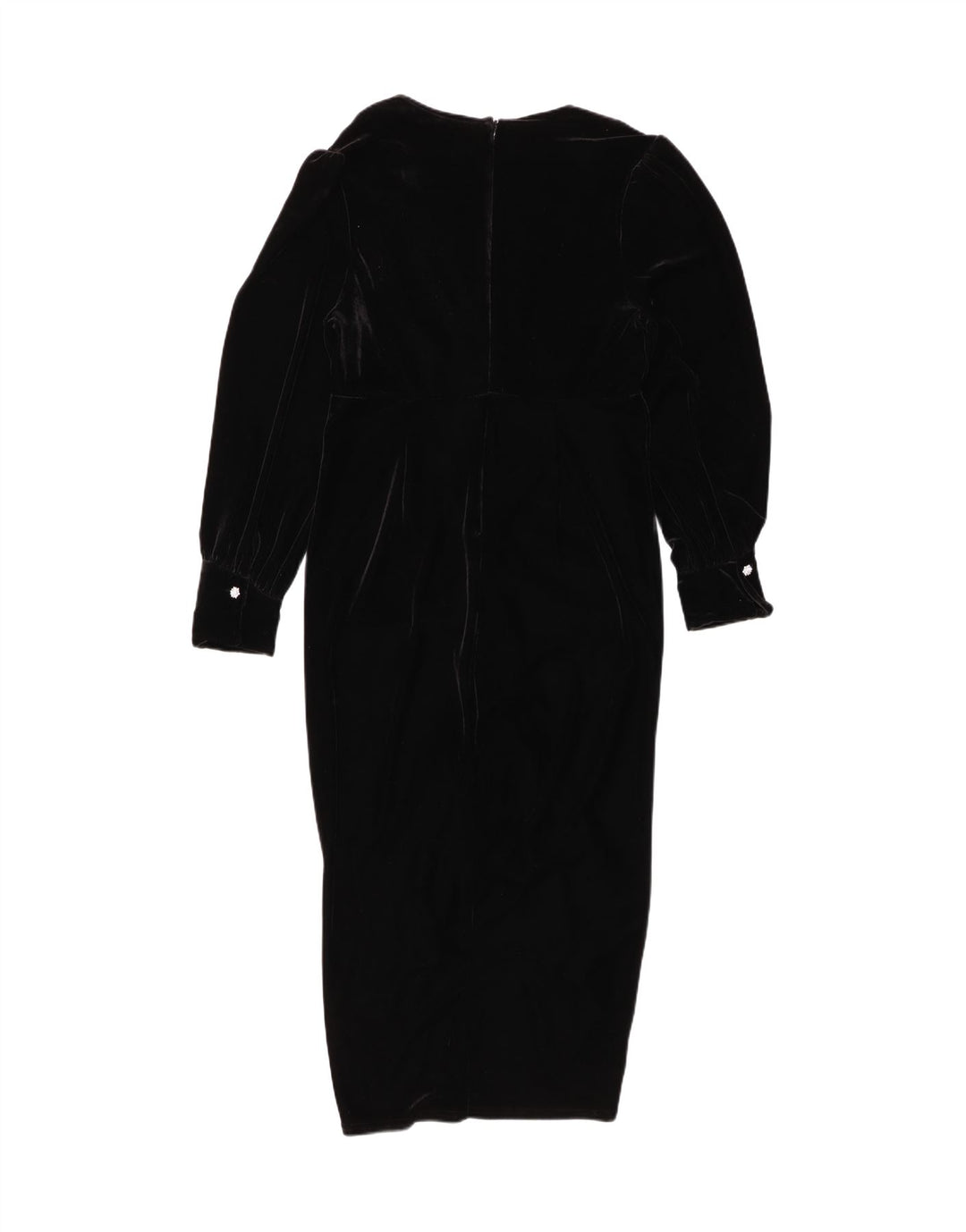 NÆSTE Dame Velour Langærmet Bodycon Kjole UK 12 Medium Sort Polyester