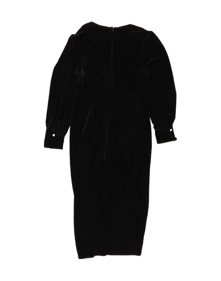 NÆSTE Dame Velour Langærmet Bodycon Kjole UK 12 Medium Sort Polyester