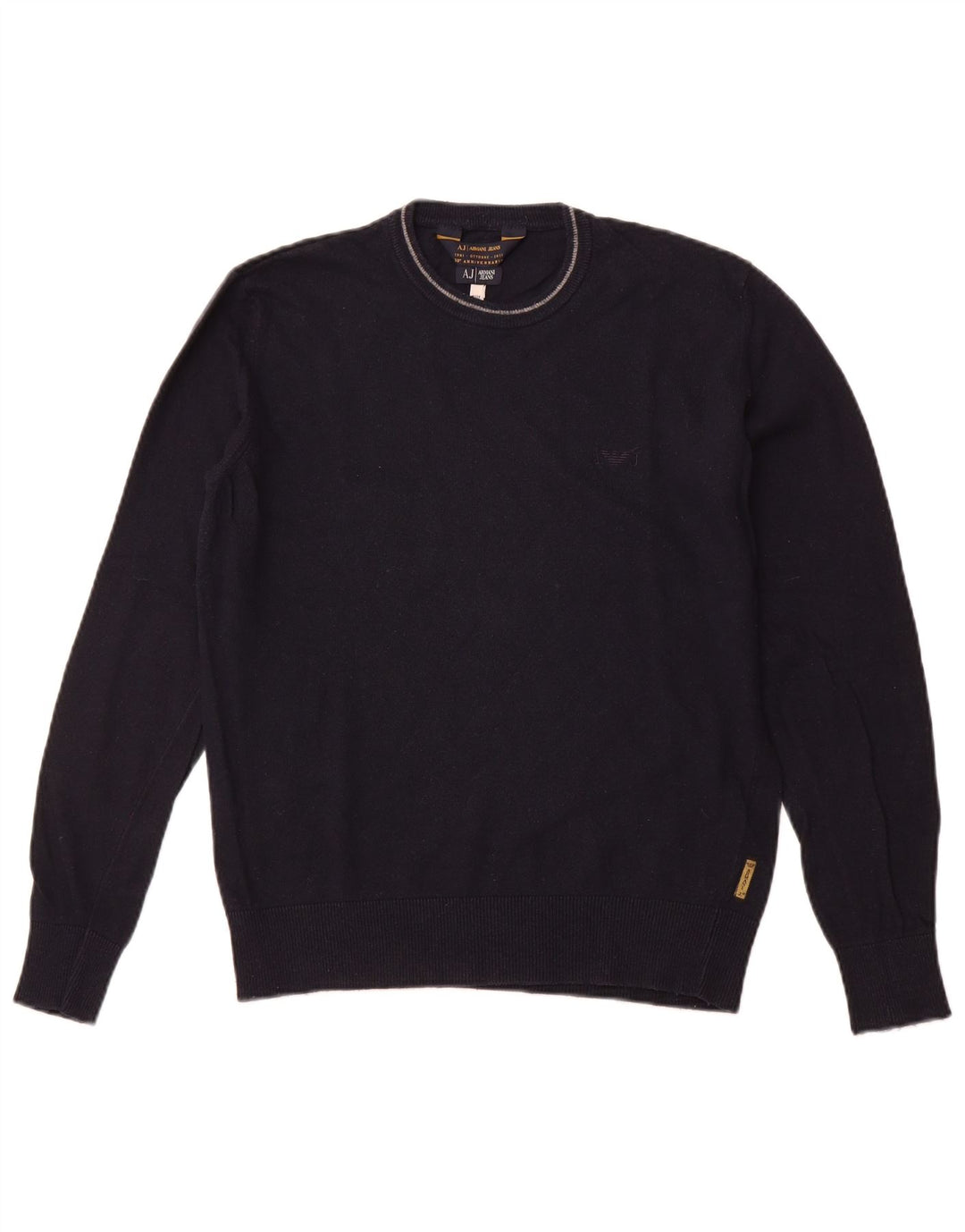 ARMANI JEANS Herre Crew Neck Jumper Sweater Medium Navy Blue Viscose