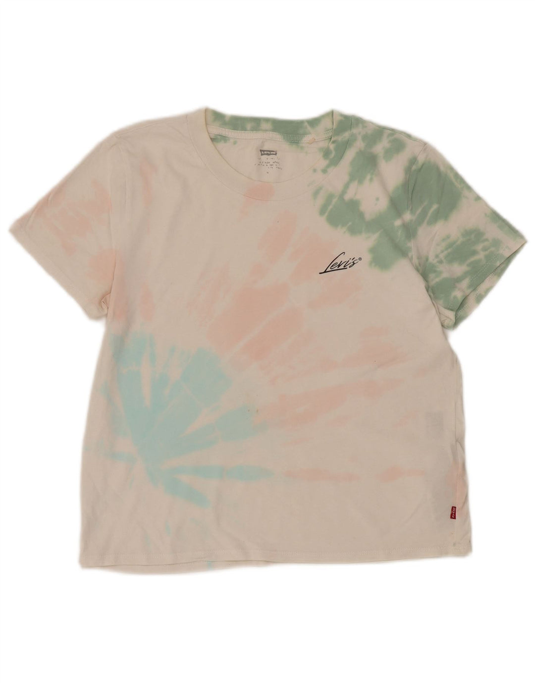 Levi's Dame T-Shirt Top UK 14 Medium White Tie Dye Bomuld