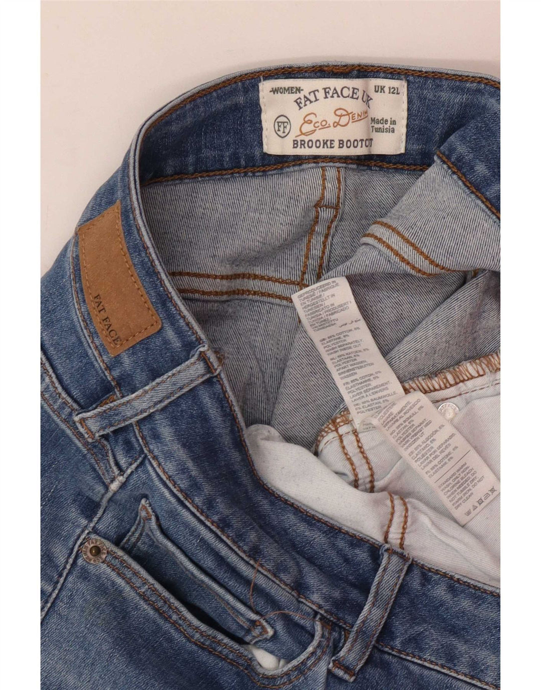Fat Face Dame Brooke Bootcut Jeans UK 12 Medium W30 L31 Blå Bomuld