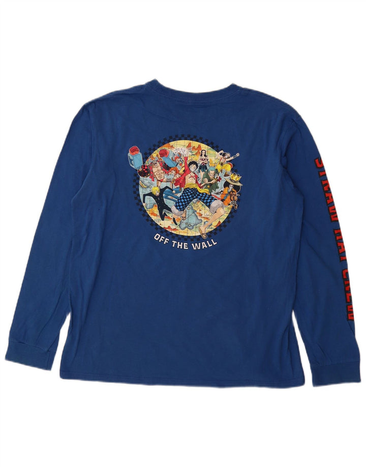 VANS Boys Straw Hat Crew Grafisk Top Langærmet 14-15 år XL Blå