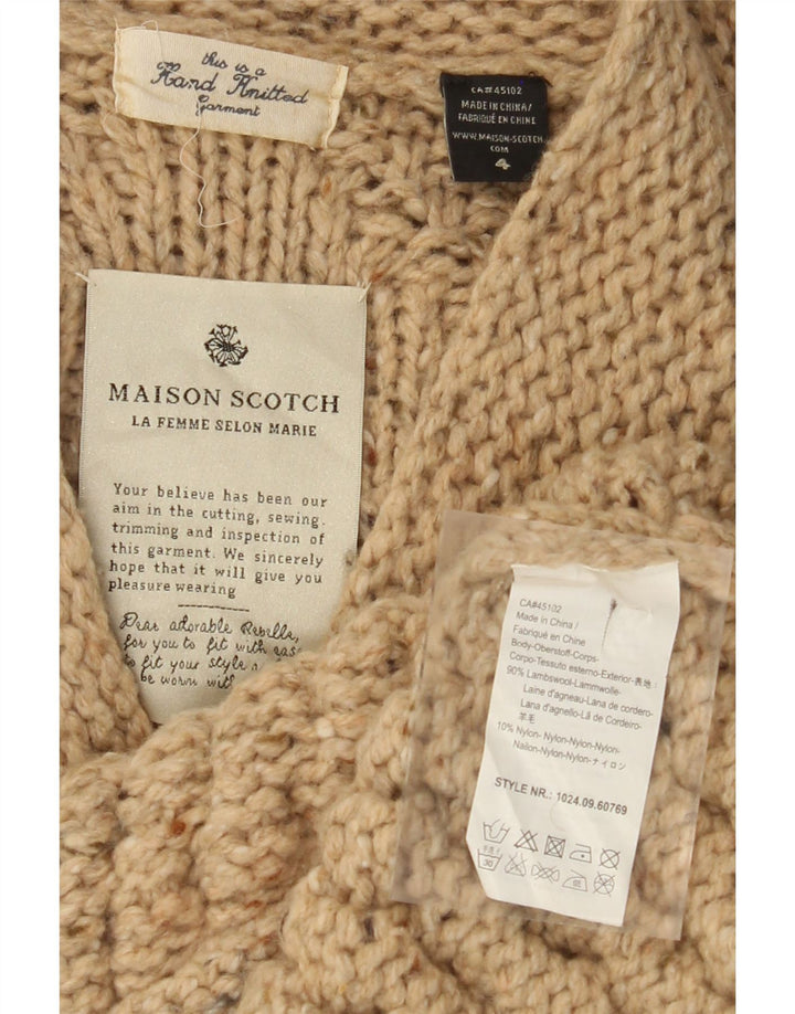 MAISON SCOTCH Womens Knitted by Hand Cardigan Sweater US 4 Small Beige