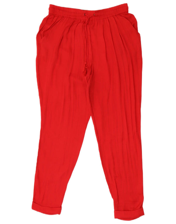 Zara Dame Trafaluc Cropped Trousers UK 12 Medium W28 L26 Red