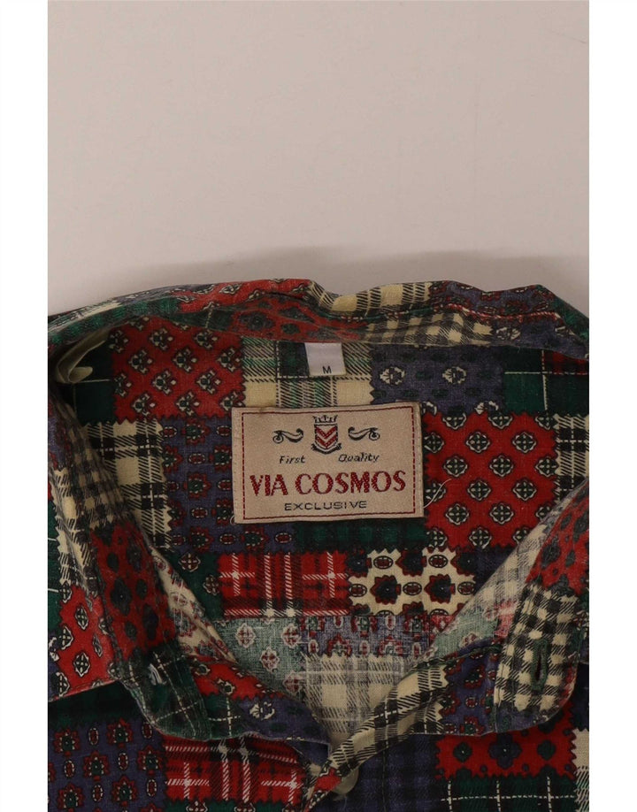 Vintage Herre Regular Fit-skjorte Medium Flerfarvet Patchwork