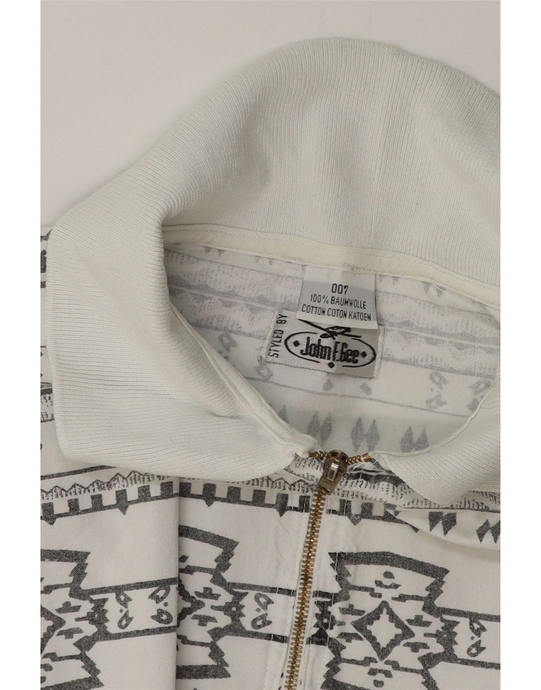 JOHN F GEE Kortærmet herretrøje 2XL Hvid geometrisk bomuld