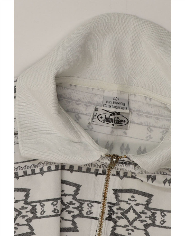 JOHN F GEE Kortærmet herretrøje 2XL Hvid geometrisk bomuld