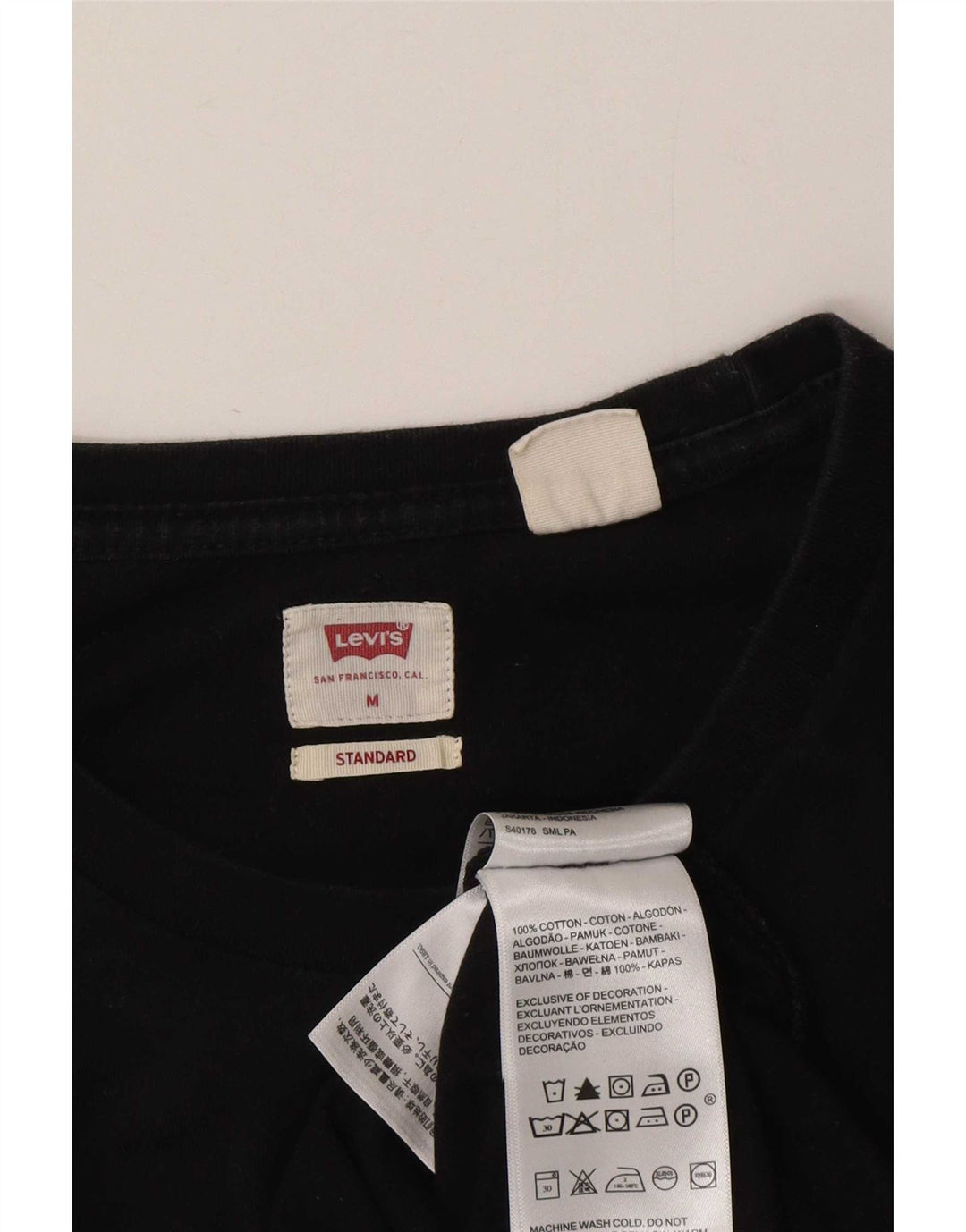 Levi's Herre Standard Fit T-Shirt Top Medium Sort Bomuld