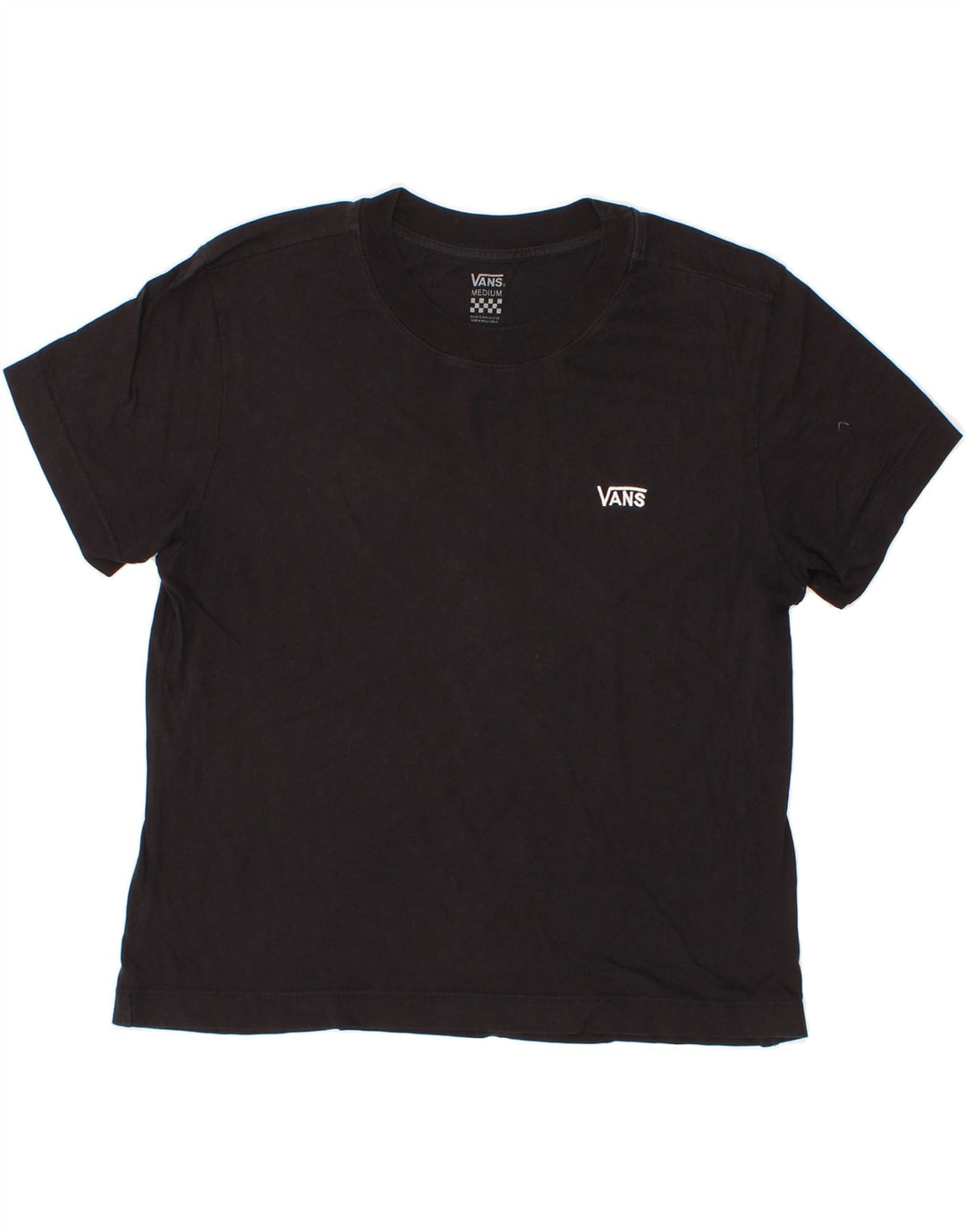 VANS Womens Crop T-Shirt Top UK 14 Medium Black Cotton Vintage Vans and Second-Hand Vans from Messina Hembry 
