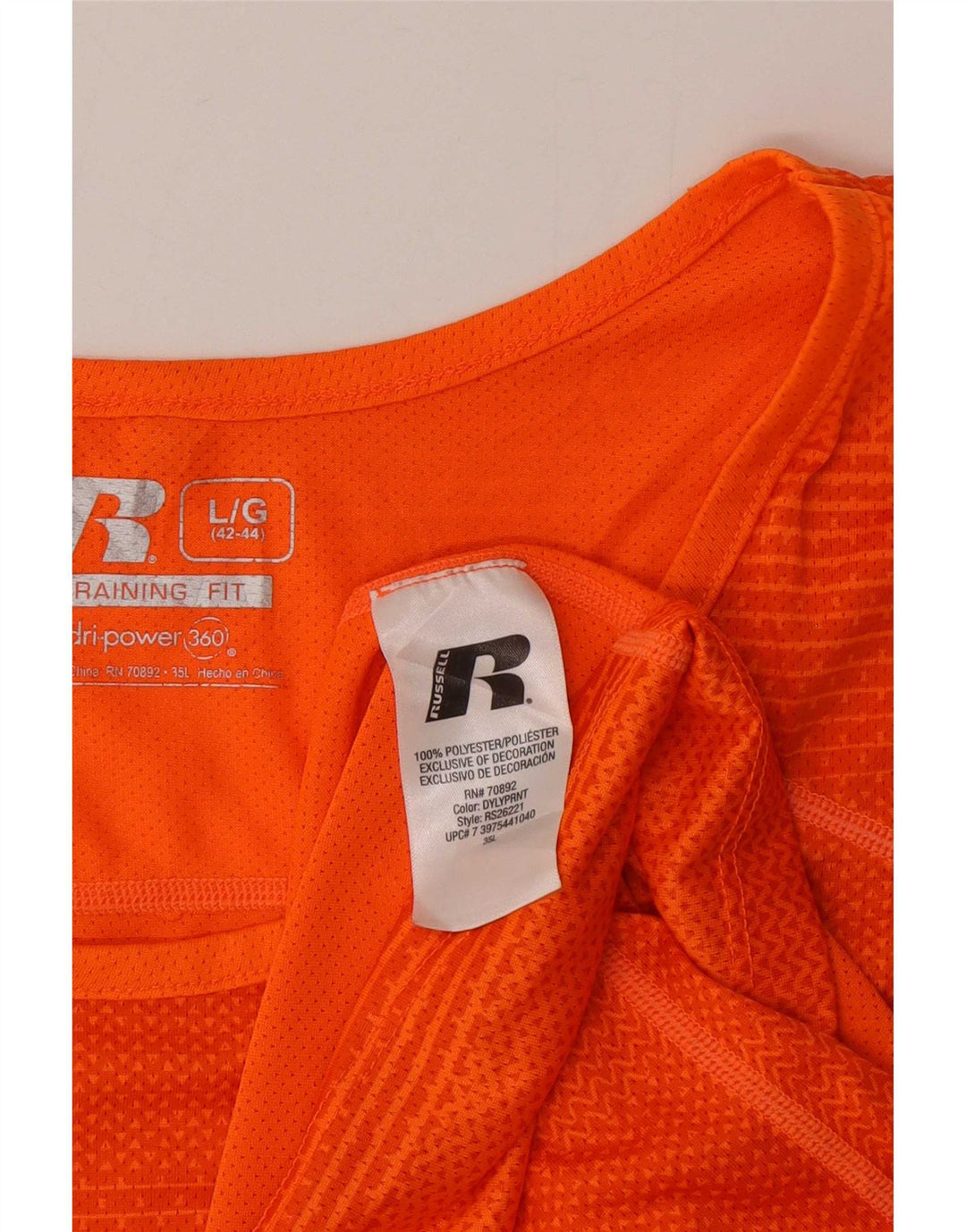 Russell Athletic Herrevest Top UK 42/44 Stor orange stribet polyester