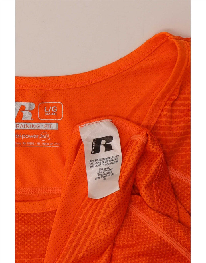 Russell Athletic Herrevest Top UK 42/44 Stor orange stribet polyester