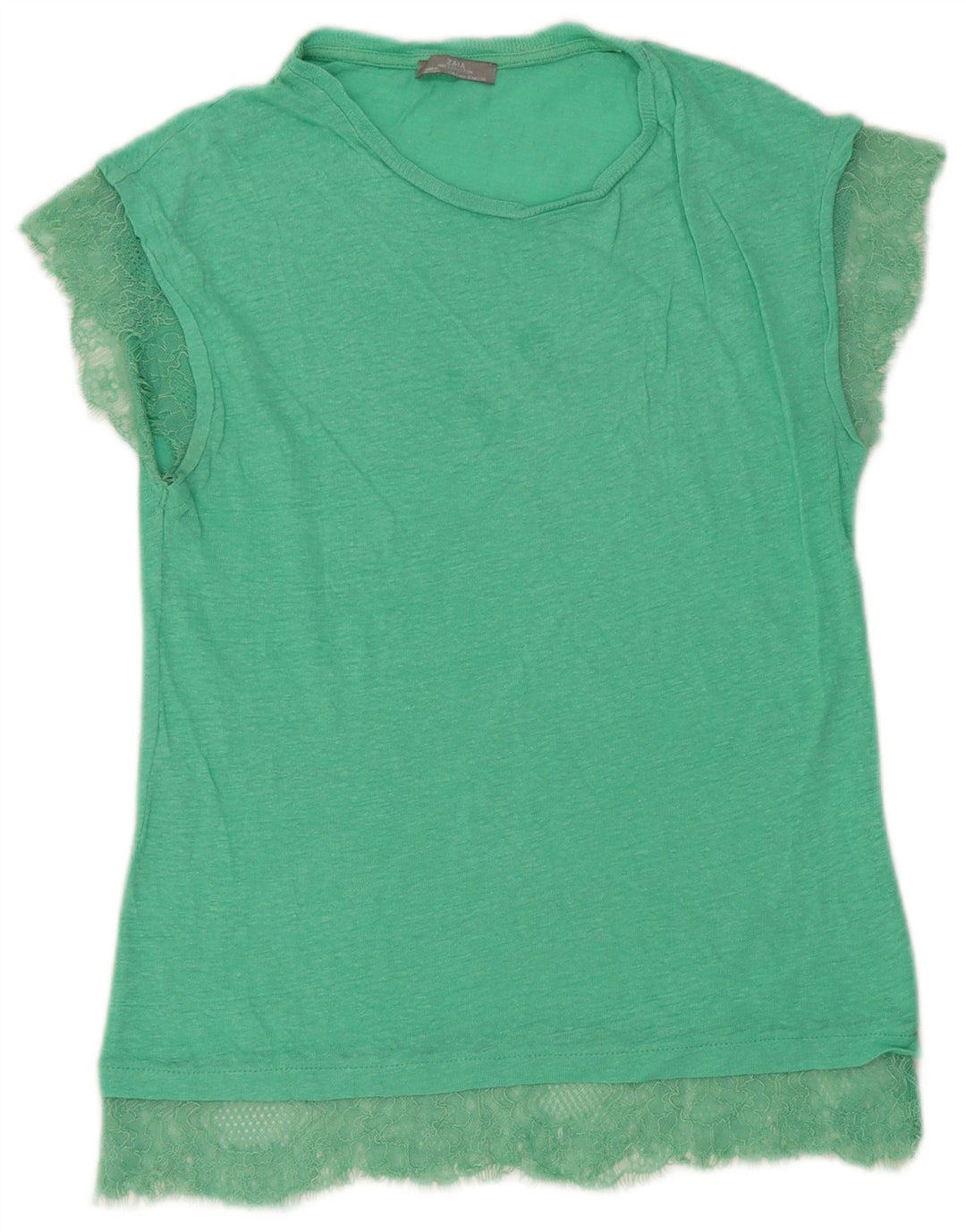 Zara Dame T-Shirt Top UK 10 Lille Grøn