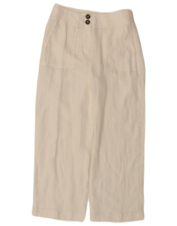 Boden Dame Højtaljede Brede Ben Cropped Trousers UK 8 Small W27 L24 White