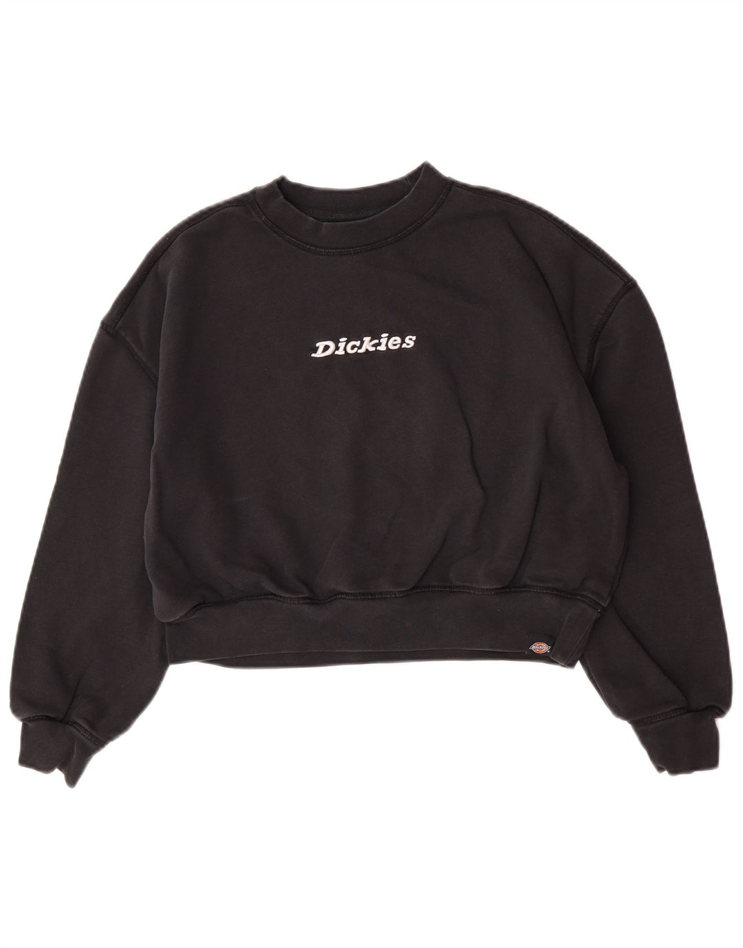 Dickies Womens Crop Oversized Sweatshirt Jumper UK 10 Small Black Bomuld