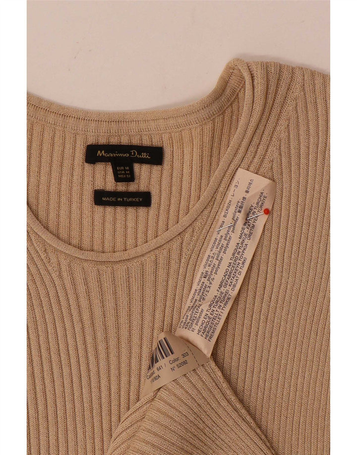 Massimo Dutti Dame ærmeløs Maxikjole UK 12 Medium Beige Viscose