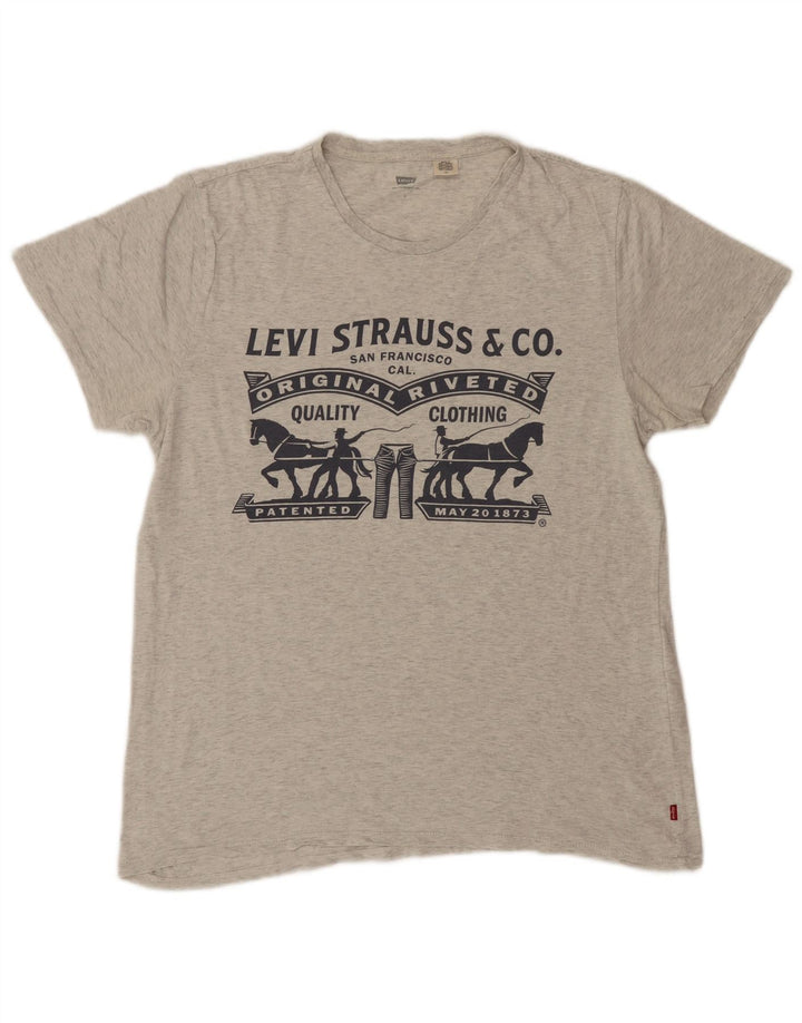 LEVI'S Herre Grafisk T-Shirt Top Stor Grå Bomuld