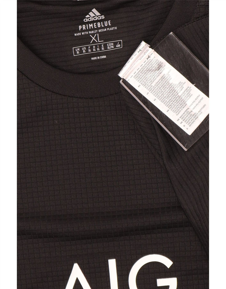 Adidas Herre All Blacks Grafisk T-Shirt Top XL Sort Polyester