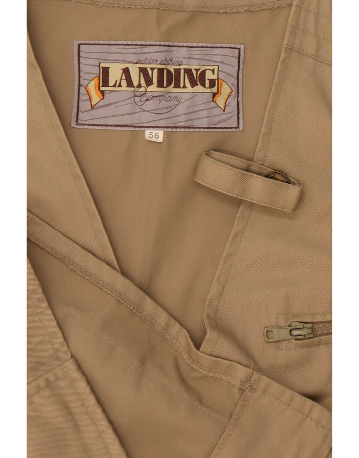 Vintage Herre Utility Gilet IT 56 3XL Beige Polyester