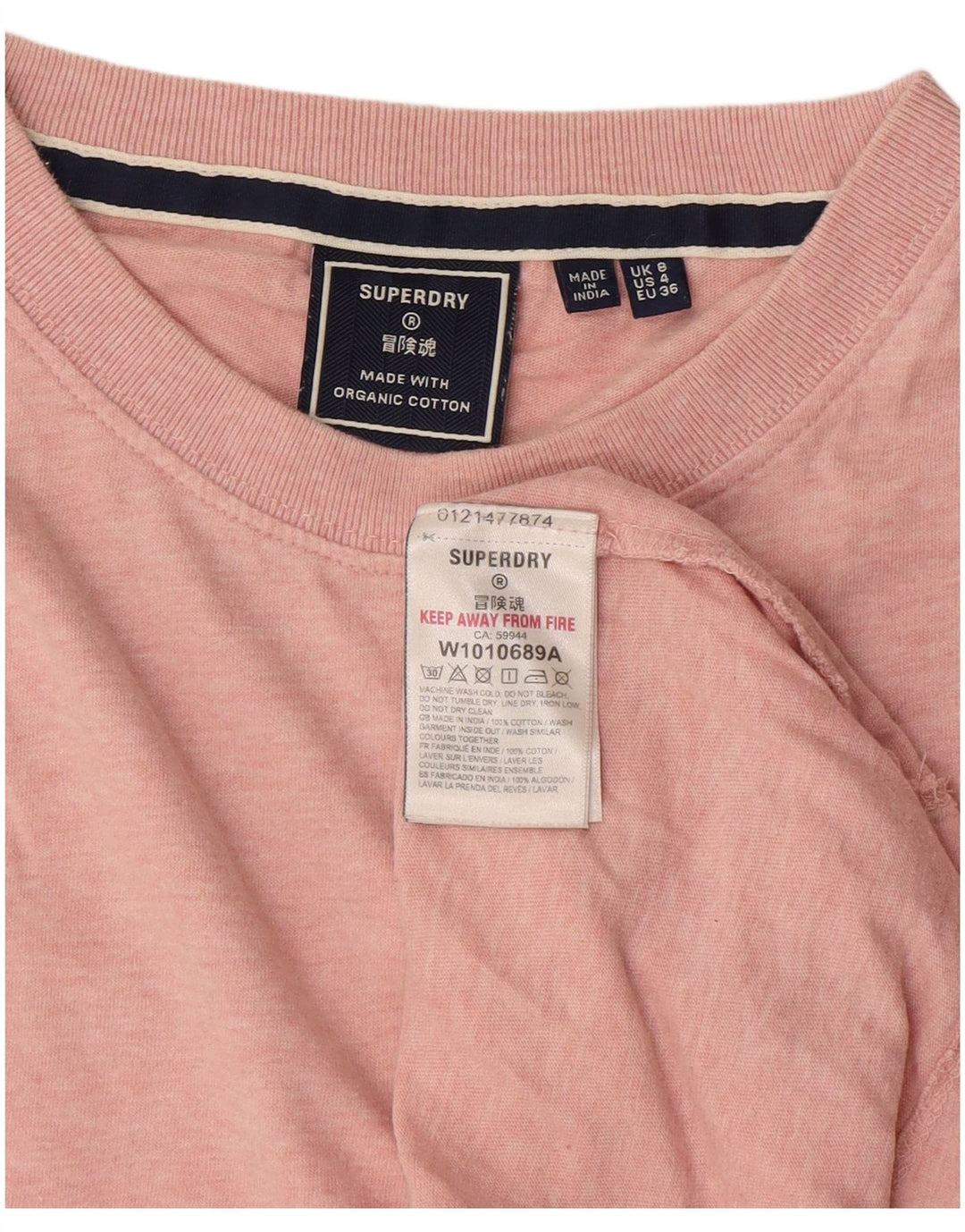 Superdry T-shirt top til kvinder UK 8 Small Pink Bomuld