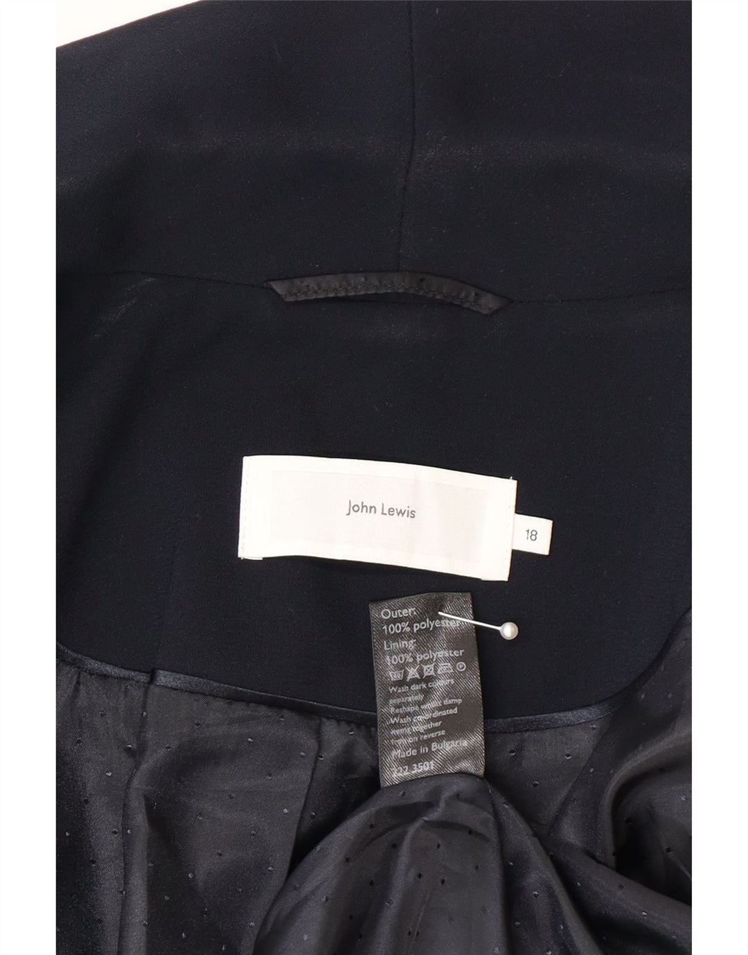 John Lewis Dame 1 Knap Blazer Jacket UK 18 XL Navy Blue Polyester