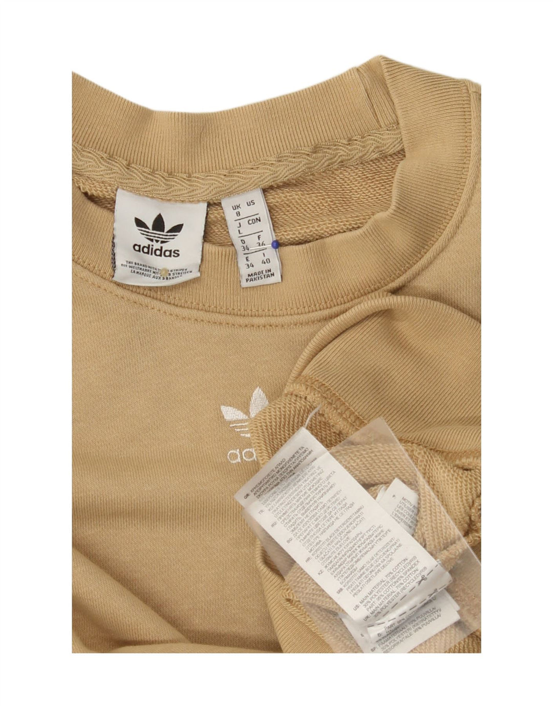 ADIDAS Dame Oversized Sweatshirt Jumper UK 8 Small Beige Bomuld