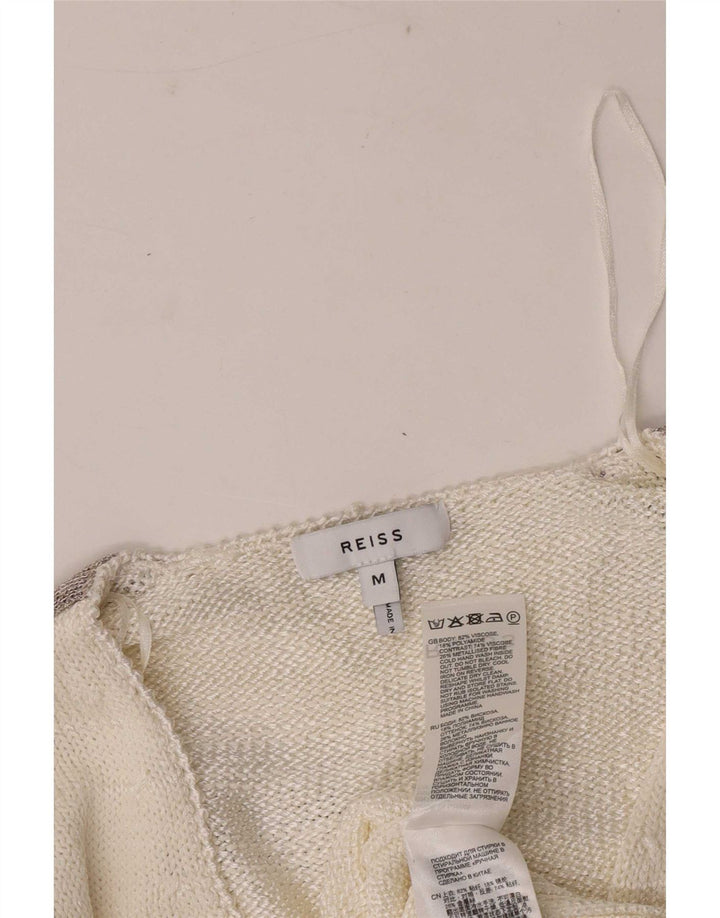 Reiss Dame V-hals sweater UK 12 Medium White Colourblock