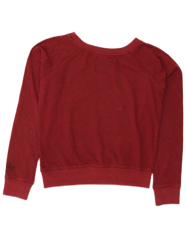 Hard Rock Cafe Dame Marbella Crop Sweatshirt Jumper UK 10 Small Burgundy