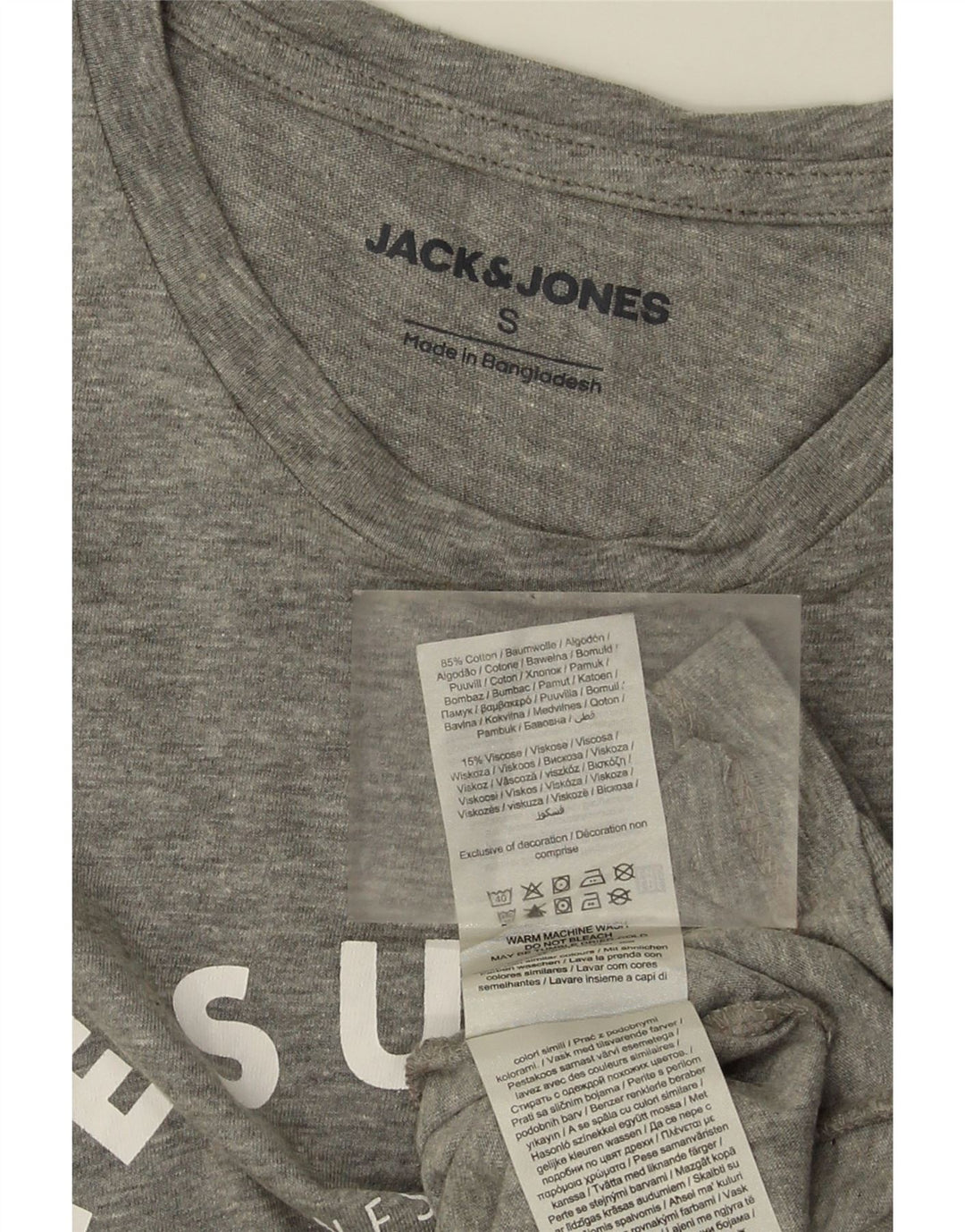 Jack & Jones Herre grafisk T-shirt Top Lille grå Flecked Bomuld