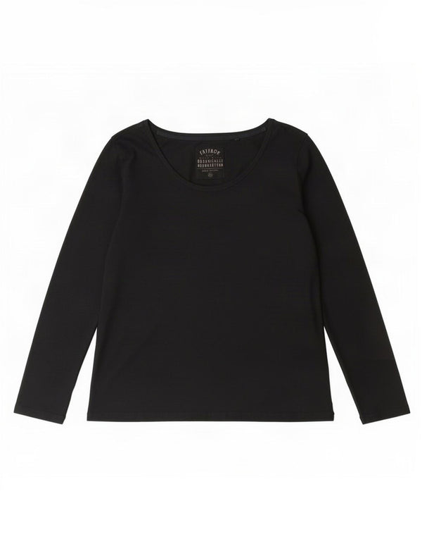 Fat Face Dame Top Langærmet UK 12 Medium Sort Bomuld