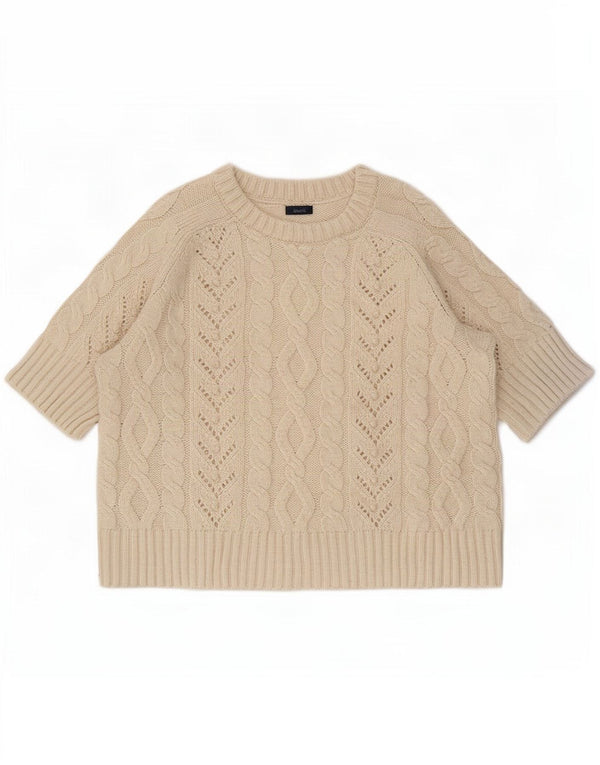 Zara Mens Crop Short Sleeve Boat Neck Jumper Sweater UK 10 Small Off White