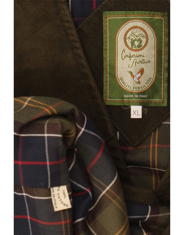 VINTAGE Herre Utility Gilet UK 42 XL Khaki Cotton