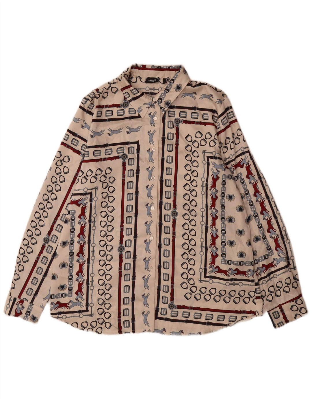 Marella Dame EMME Skjorte UK 12 Medium Beige Geometrisk Polyester