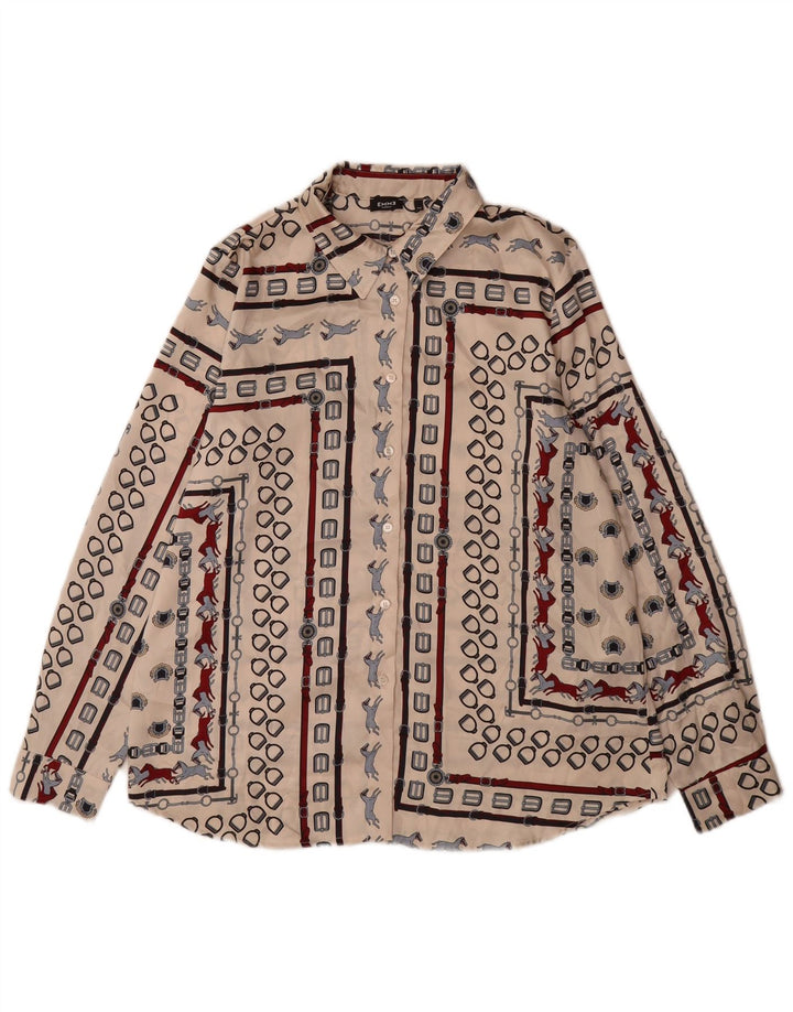 Marella Dame EMME Skjorte UK 12 Medium Beige Geometrisk Polyester