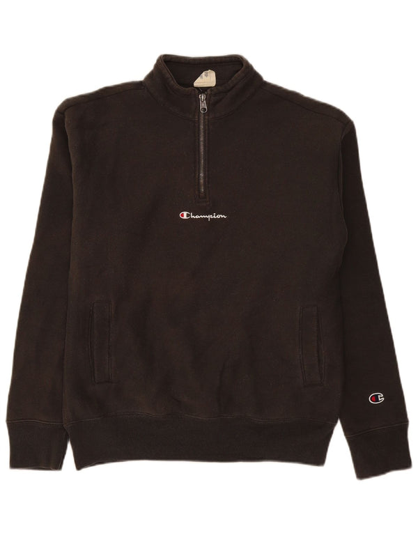 Champion Herre Zip Neck Loose Fit Sweatshirt Jumper XS Grå Bomuld